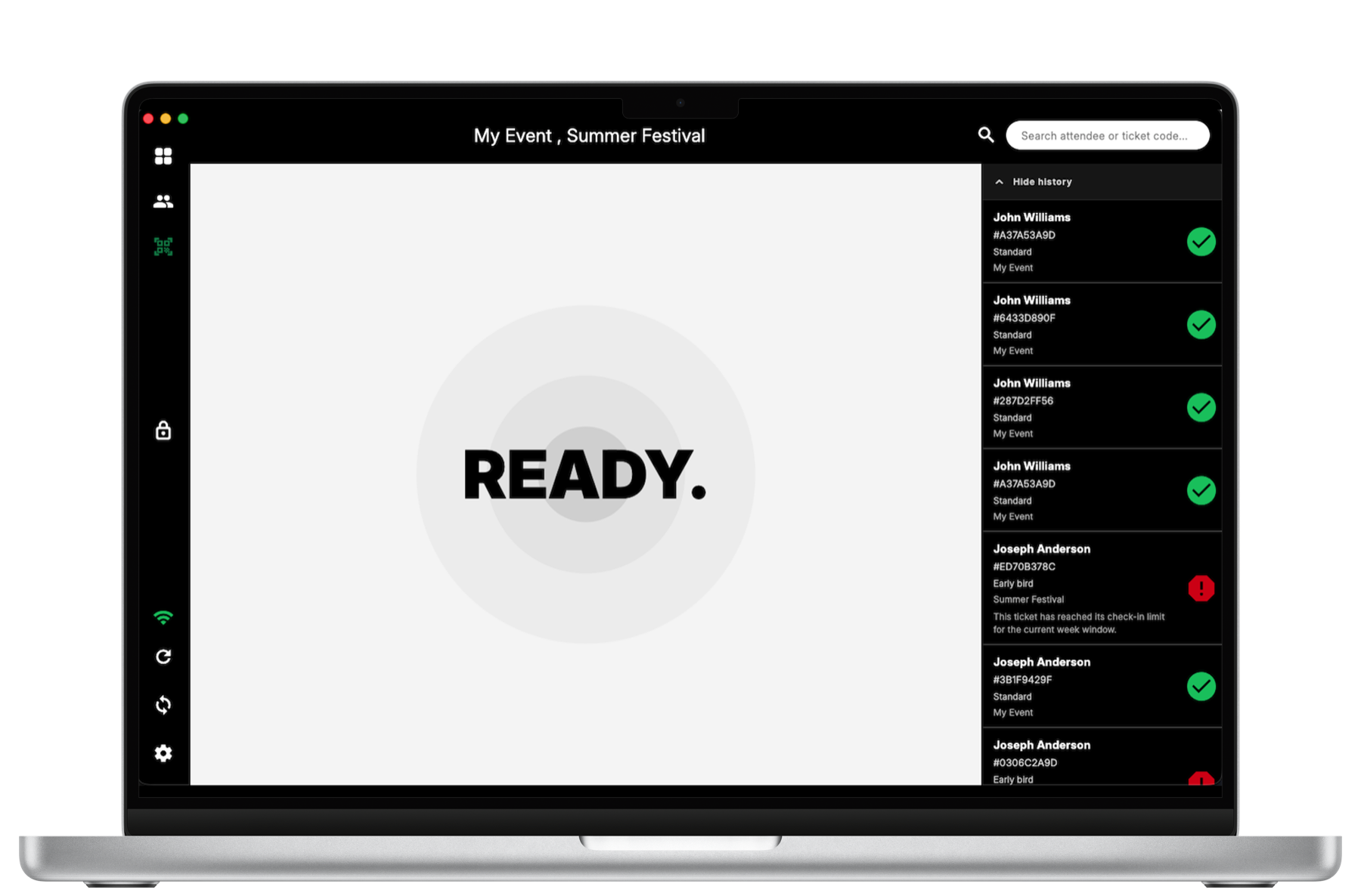 Hydra check-in on desktop