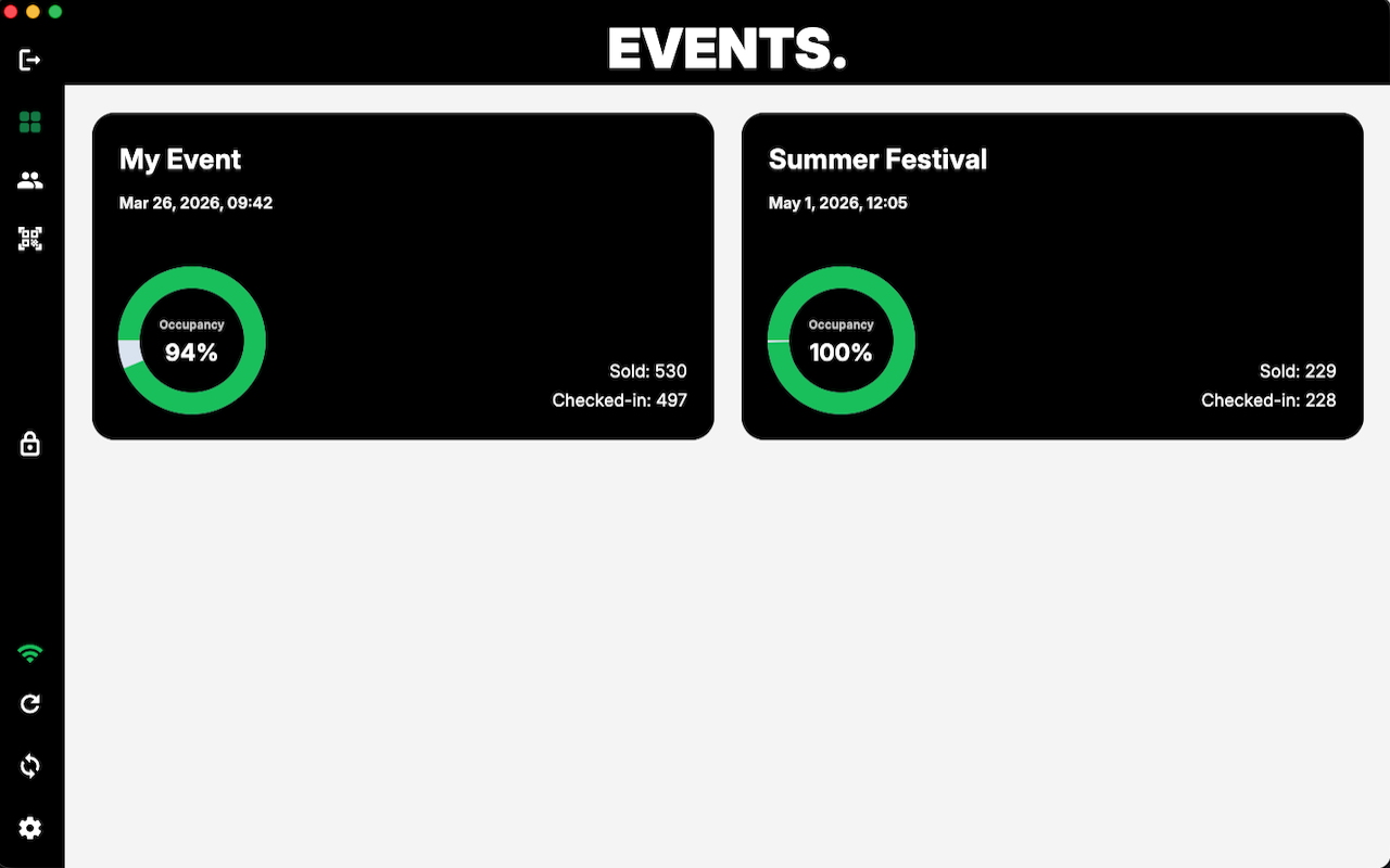 Events screen screenshot